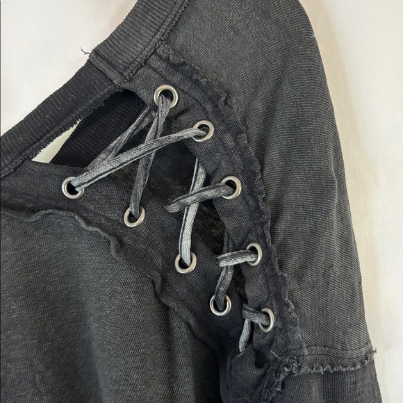 NWT Free People Charcoal Black First Love Lace-Up Long Sleeve Top… - Picture 6 of 12